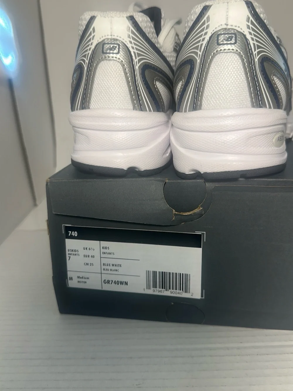New Balance Kids Silver White Athletic Sneakers - Mesh Lace-Up